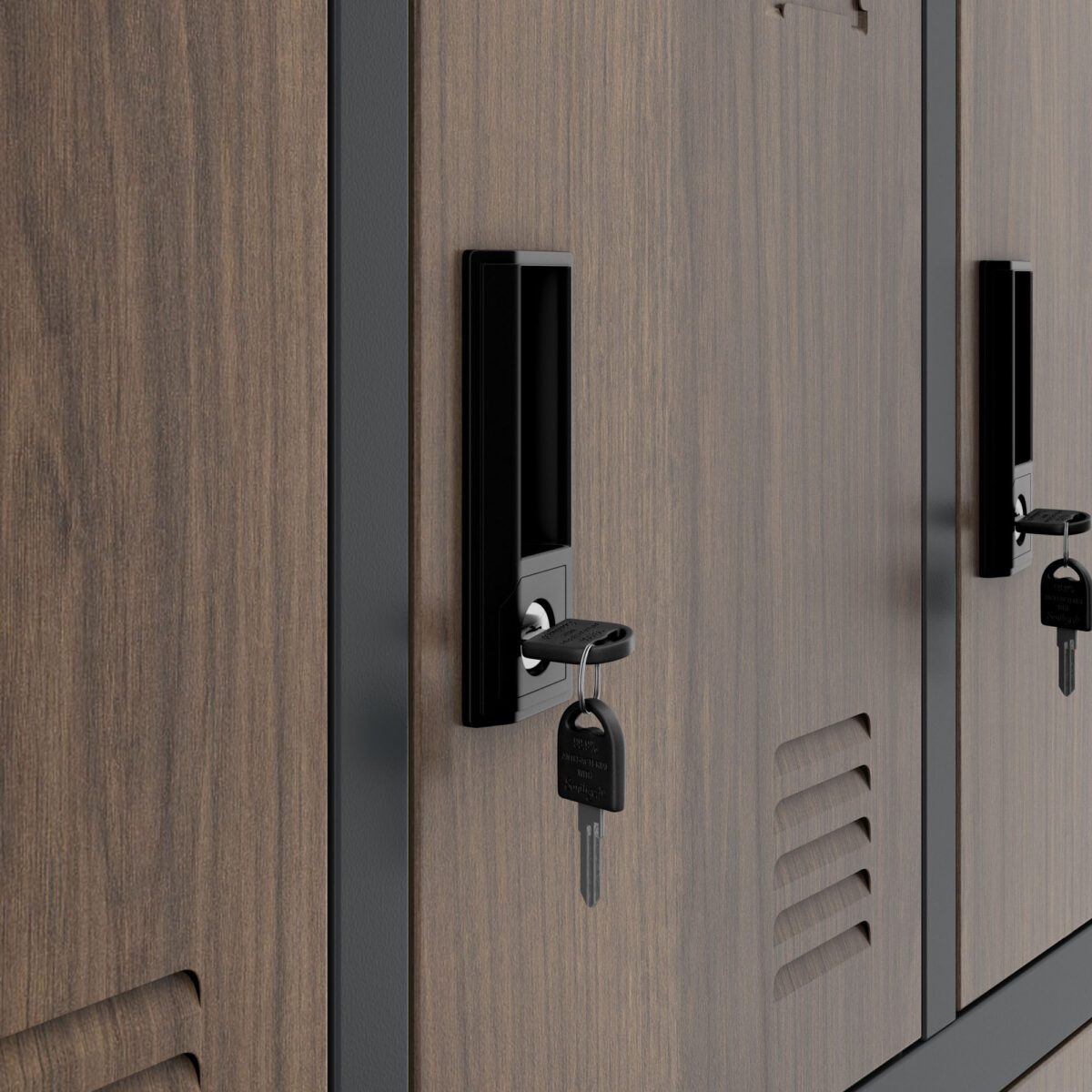 Szafka skrytkowa socjalna 12-skrytkowa antracytowa/orzech, 900x1850x400 mm: MARCIN Eco Design | Meble DUO marcin anthracite walnut detail lock