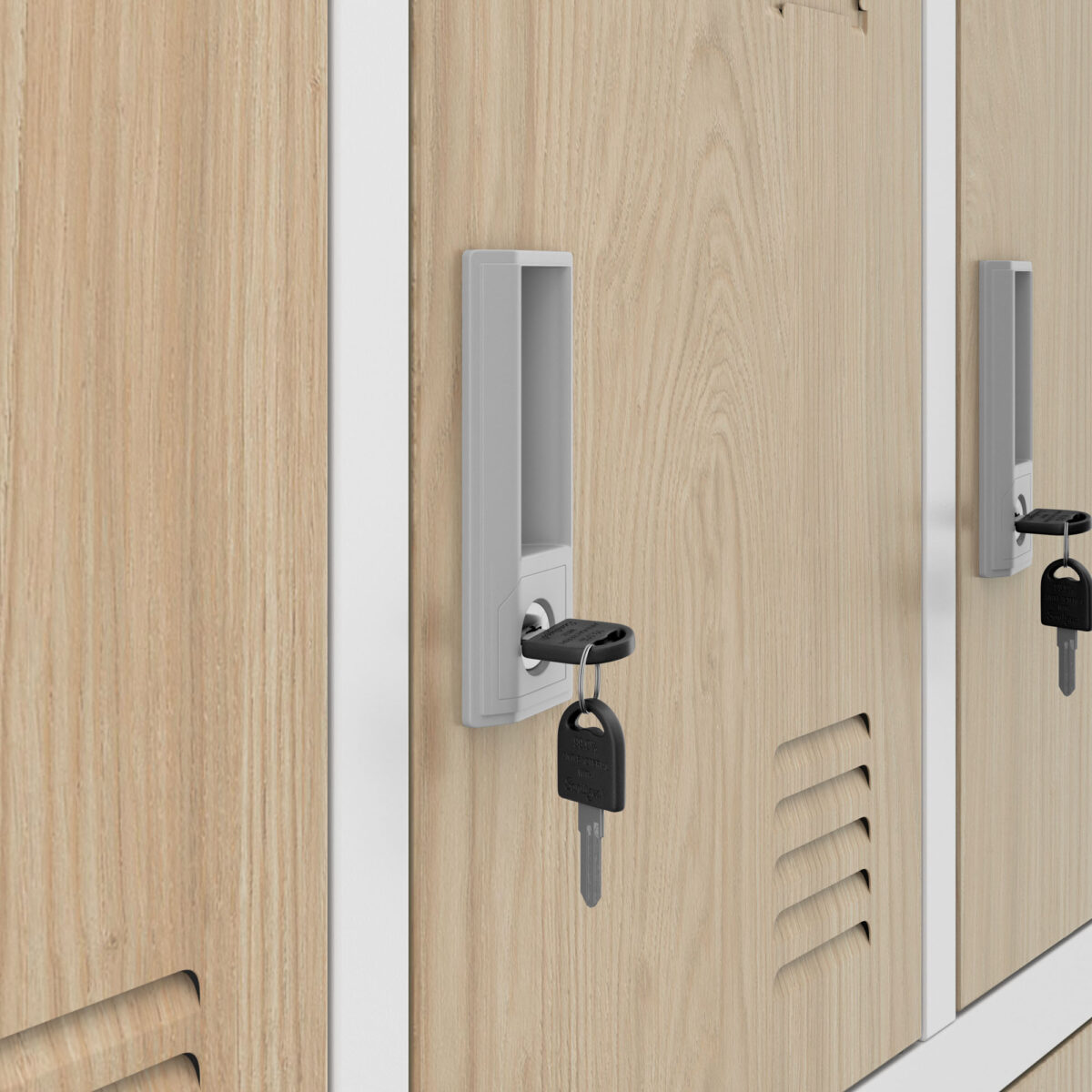 Szafka skrytkowa socjalna 12-skrytkowa biała/dąb sonoma, 900x1850x400 mm: MARCIN Eco Design | Meble DUO marcin white oak sonoma detail lock 1