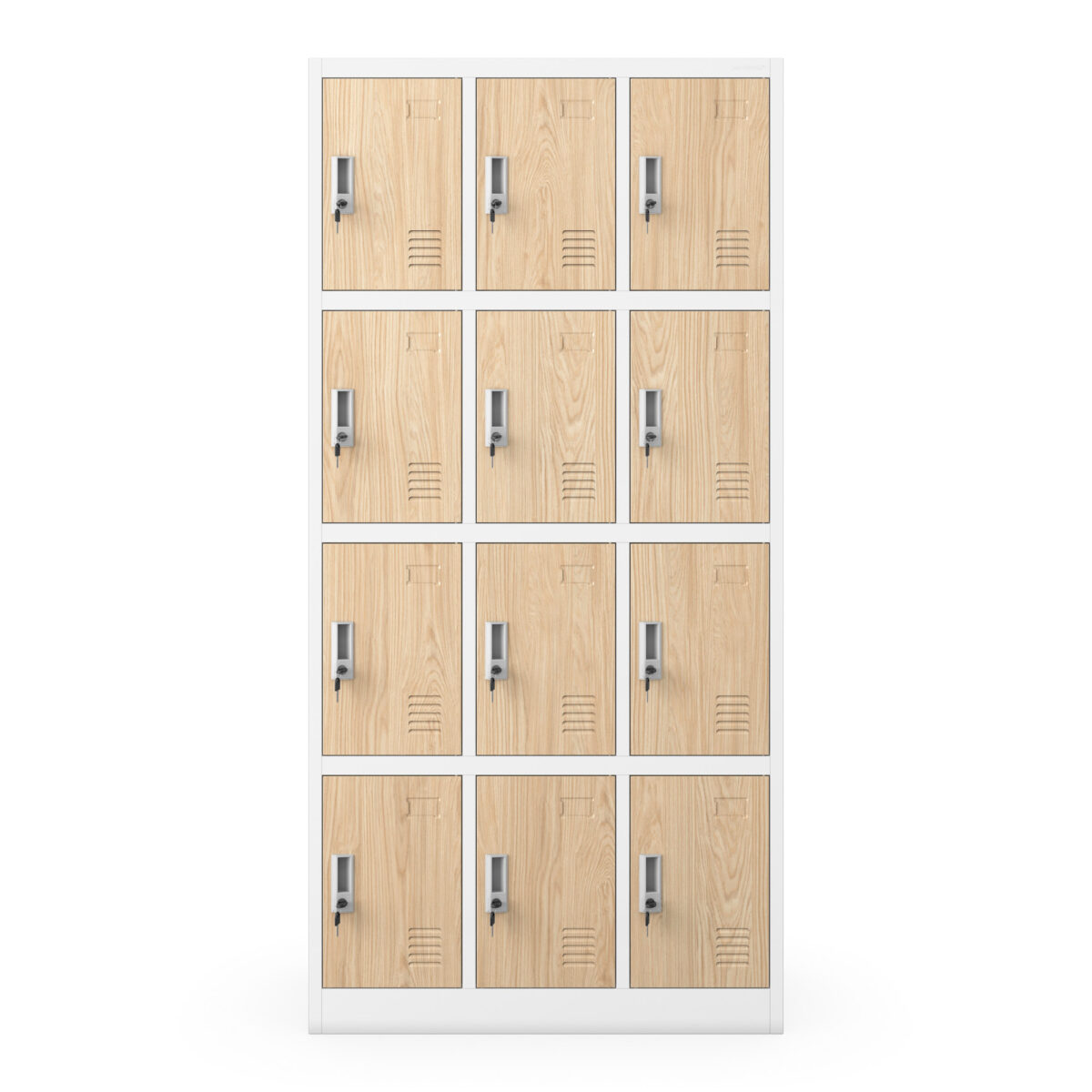 Szafka skrytkowa socjalna 12-skrytkowa biała/dąb sonoma, 900x1850x400 mm: MARCIN Eco Design | Meble DUO marcin white oak sonoma front closed 1