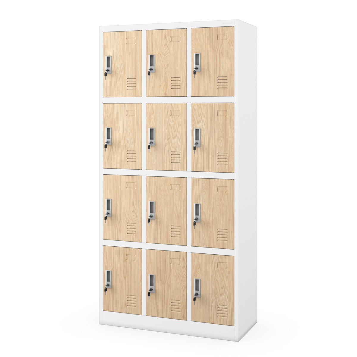 Szafka skrytkowa socjalna 12-skrytkowa biała/dąb sonoma, 900x1850x400 mm: MARCIN Eco Design | Meble DUO marcin white oak sonoma side closed 1