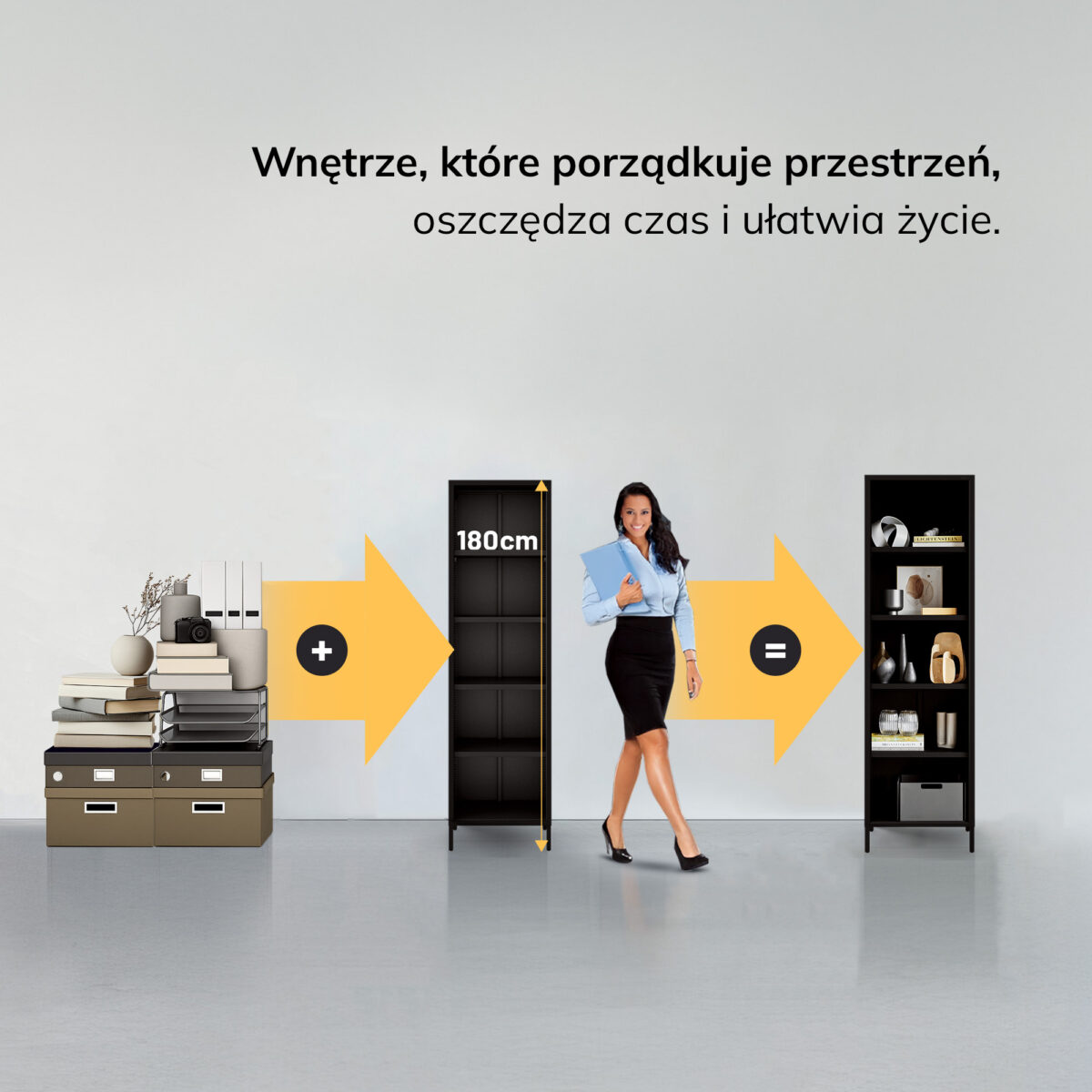 Regał płytki otwarty na książki na nóżkach czarny, 500x1800x350 mm: MARIO Modern | Meble DUO mario black feature pl 1