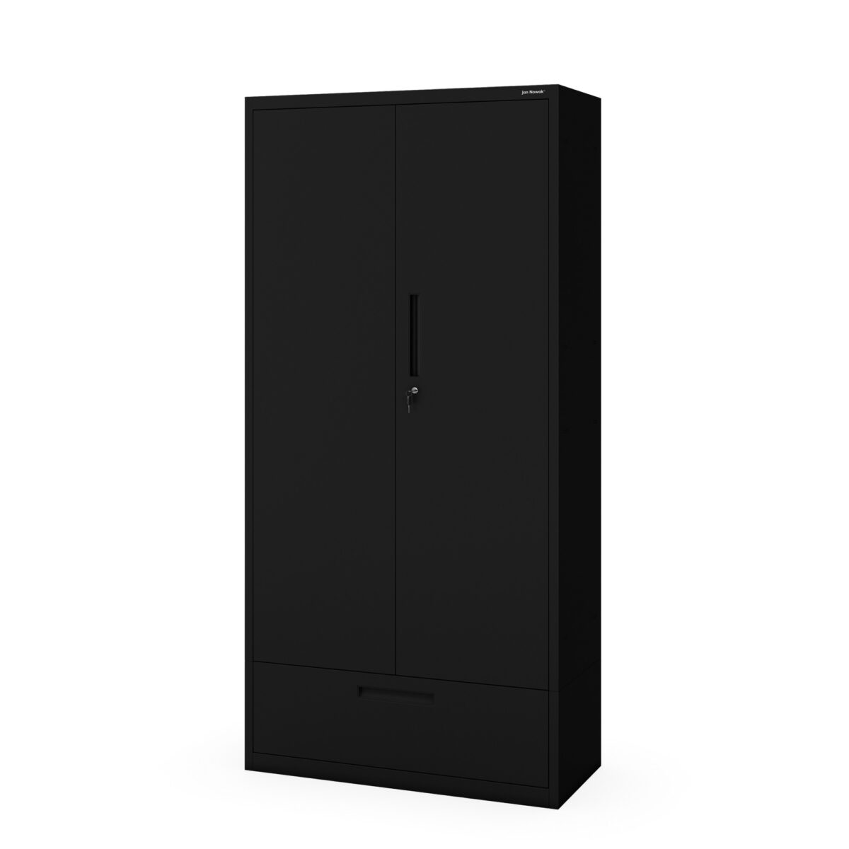 Szafa modułowa metalowa z półkami z szufladą czarna, 1850x900x400 mm: MEGAN | Meble DUO megan szuflada 30cm czarny bok zamknieta 1 2