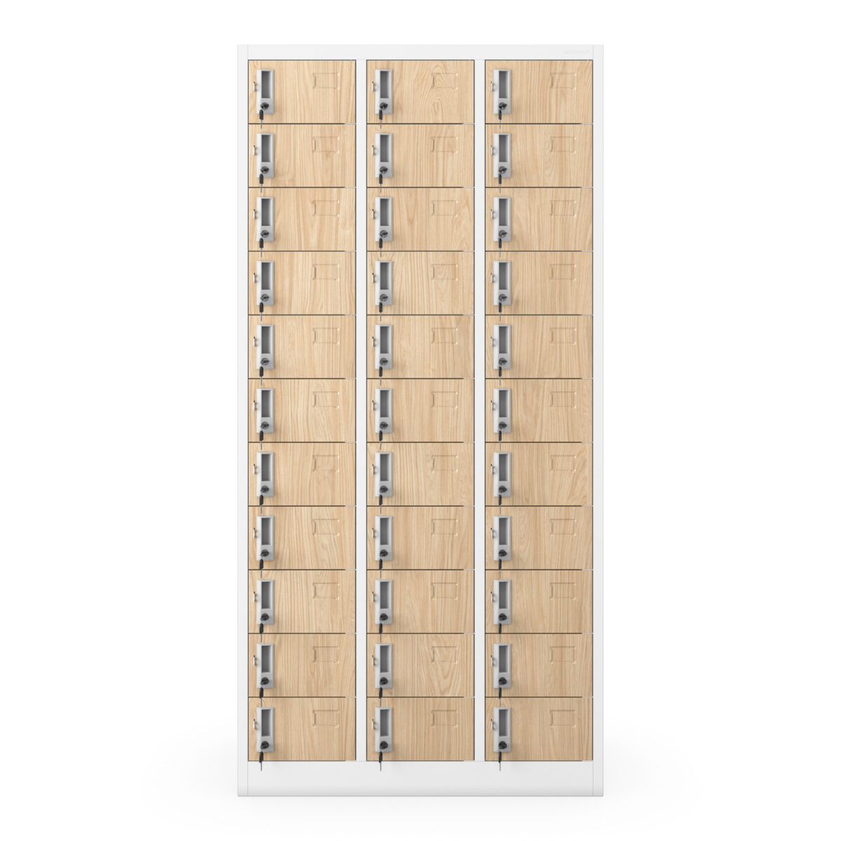 Szafka skrytkowa depozytowa 33-skrytkowa biała/dąb sonoma, 900x1850x450 mm: OLIVER Eco Design | Meble DUO oliver white oak sonoma front closed 1 1