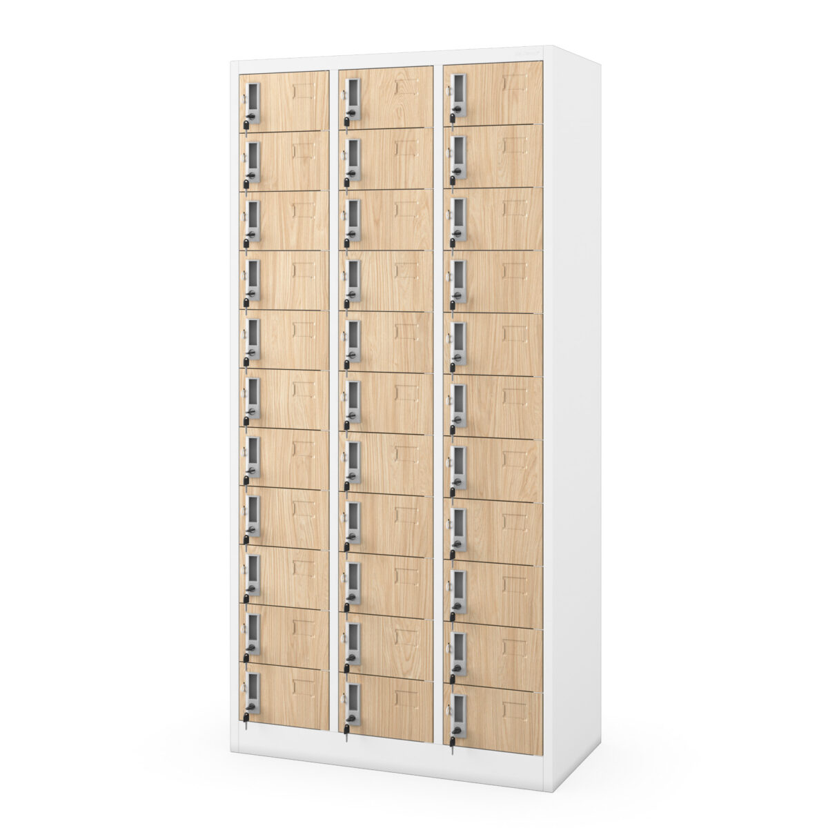 Szafka skrytkowa depozytowa 33-skrytkowa biała/dąb sonoma, 900x1850x450 mm: OLIVER Eco Design | Meble DUO oliver white oak sonoma side closed 1 1