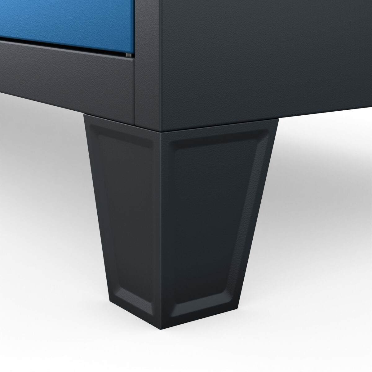 Szafa skrytkowa socjalna 20-skrytkowa na nóżkach antracytowo-niebieska, 1360x1720x450 mm: ROBERT | Meble DUO robert anthracite blue detail leg