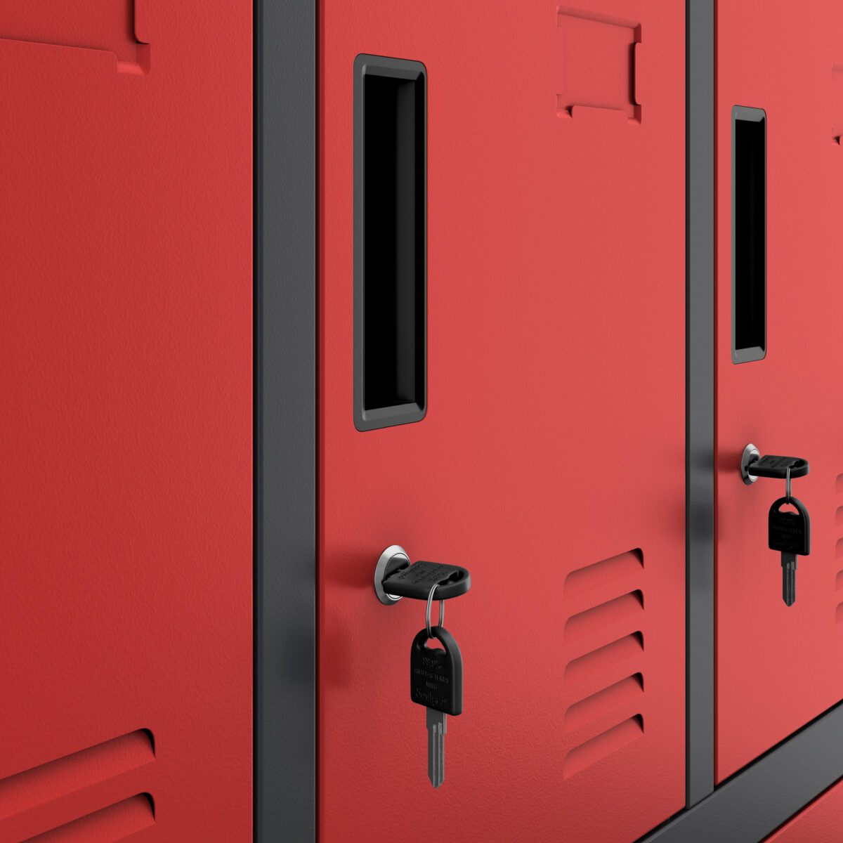 Szafa skrytkowa socjalna 20-skrytkowa na nóżkach antracytowo-czerwona, 1360x1720x450 mm: ROBERT | Meble DUO robert anthracite red detail lock
