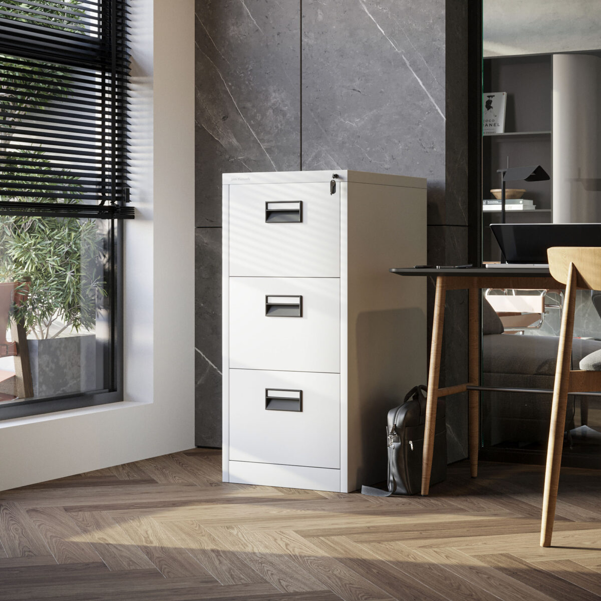 Szafa kartotekowa metalowa z 3 szufladami biała, 460x1020x620 mm: SARA | Meble DUO sara v3 white wiz 1
