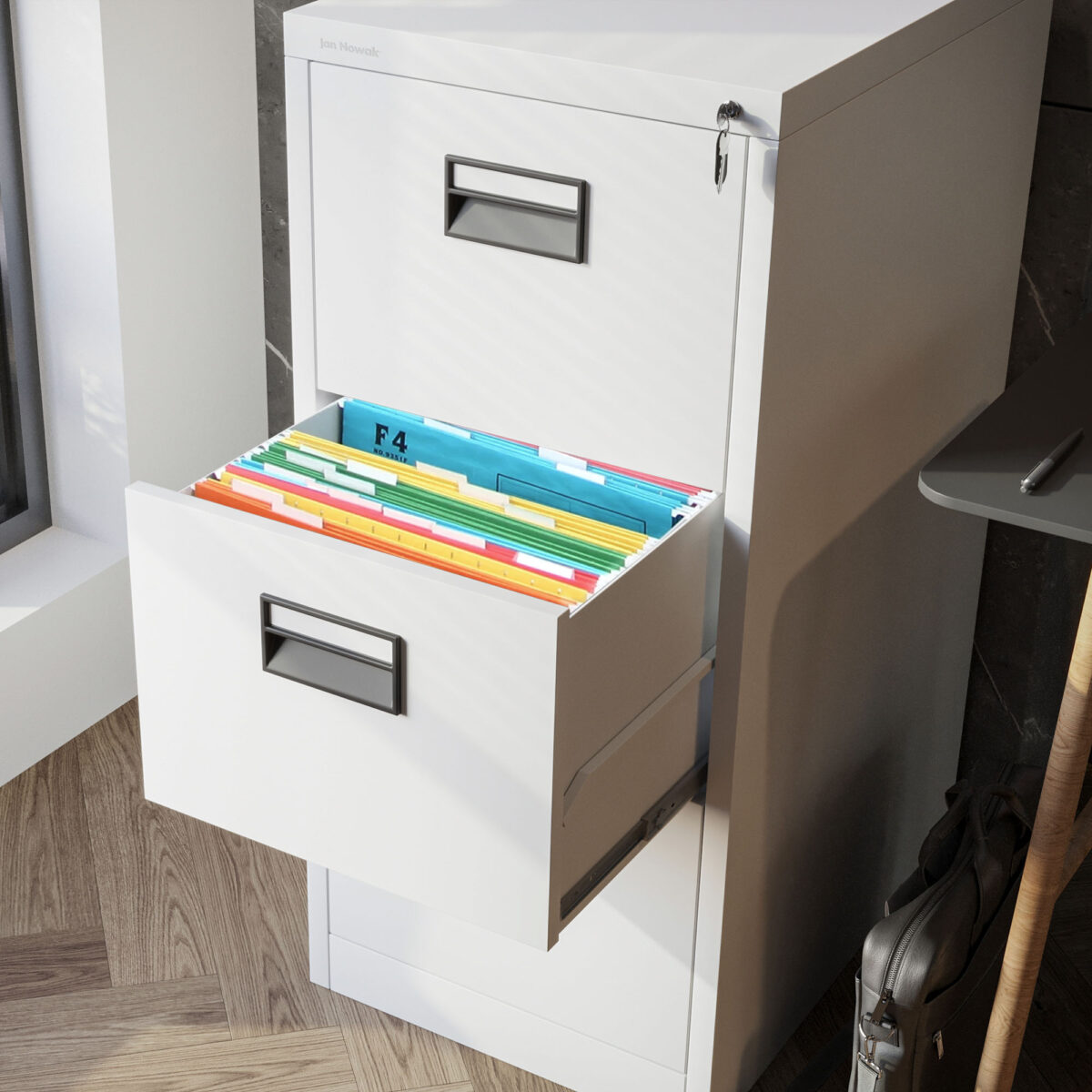 Szafa kartotekowa metalowa z 3 szufladami biała, 460x1020x620 mm: SARA | Meble DUO sara v3 white wiz 2
