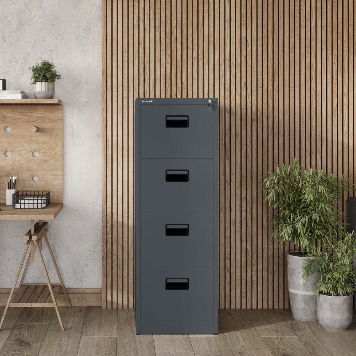 Szafa kartotekowa metalowa z 4 szufladami antracytowa, 460x1320x620 mm: SARA | Meble DUO sara v4 anthracite wiz 1