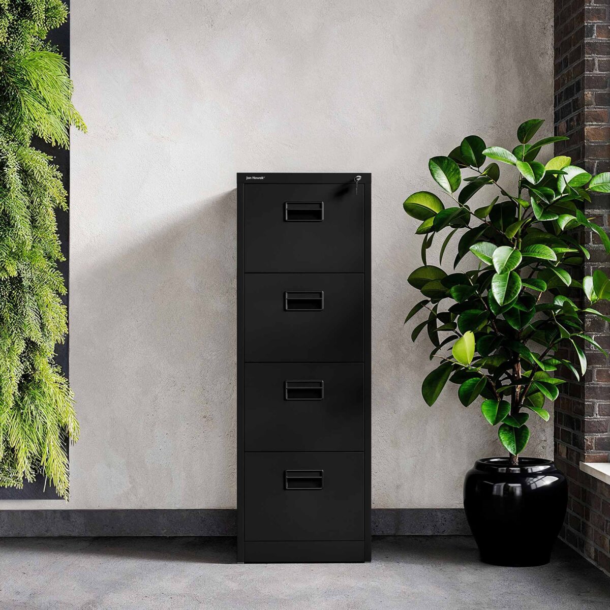 Szafa kartotekowa metalowa z 4 szufladami czarna, 460x1320x620 mm: SARA | Meble DUO sara v4 black wiz 3
