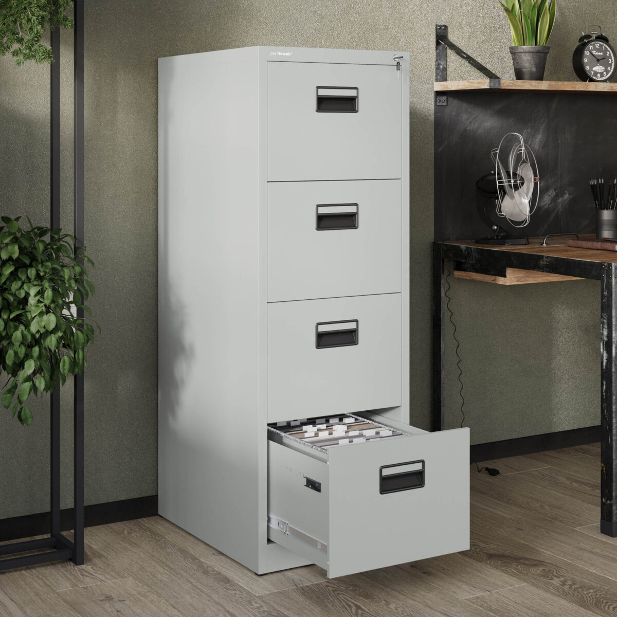 Szafa kartotekowa metalowa z 4 szufladami szara, 460x1320x620 mm: SARA | Meble DUO sara v4 grey wiz 2
