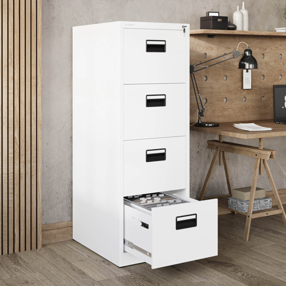 Szafa kartotekowa metalowa z 4 szufladami biała, 460x1320x620 mm: SARA | Meble DUO sara v4 white wiz 2