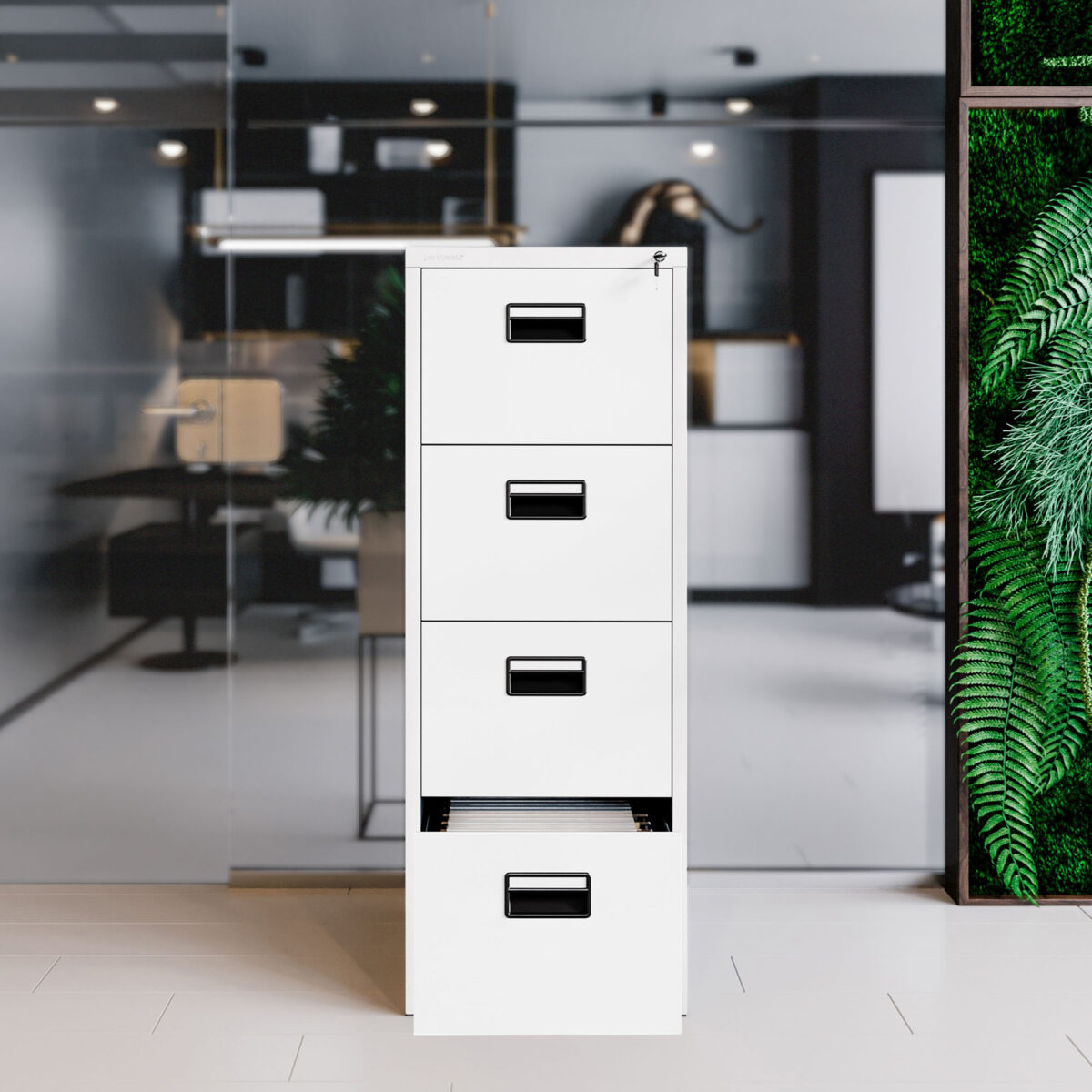 Szafa kartotekowa metalowa z 4 szufladami biała, 460x1320x620 mm: SARA | Meble DUO sara v4 white wiz 6