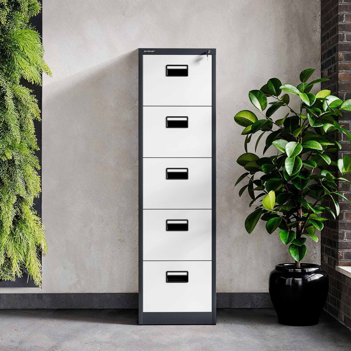 Szafa kartotekowa metalowa z 5 szufladami antracytowo-biała, 460×1625.5×620 mm: SARA | Meble DUO sara v5 anthracite white wiz 1