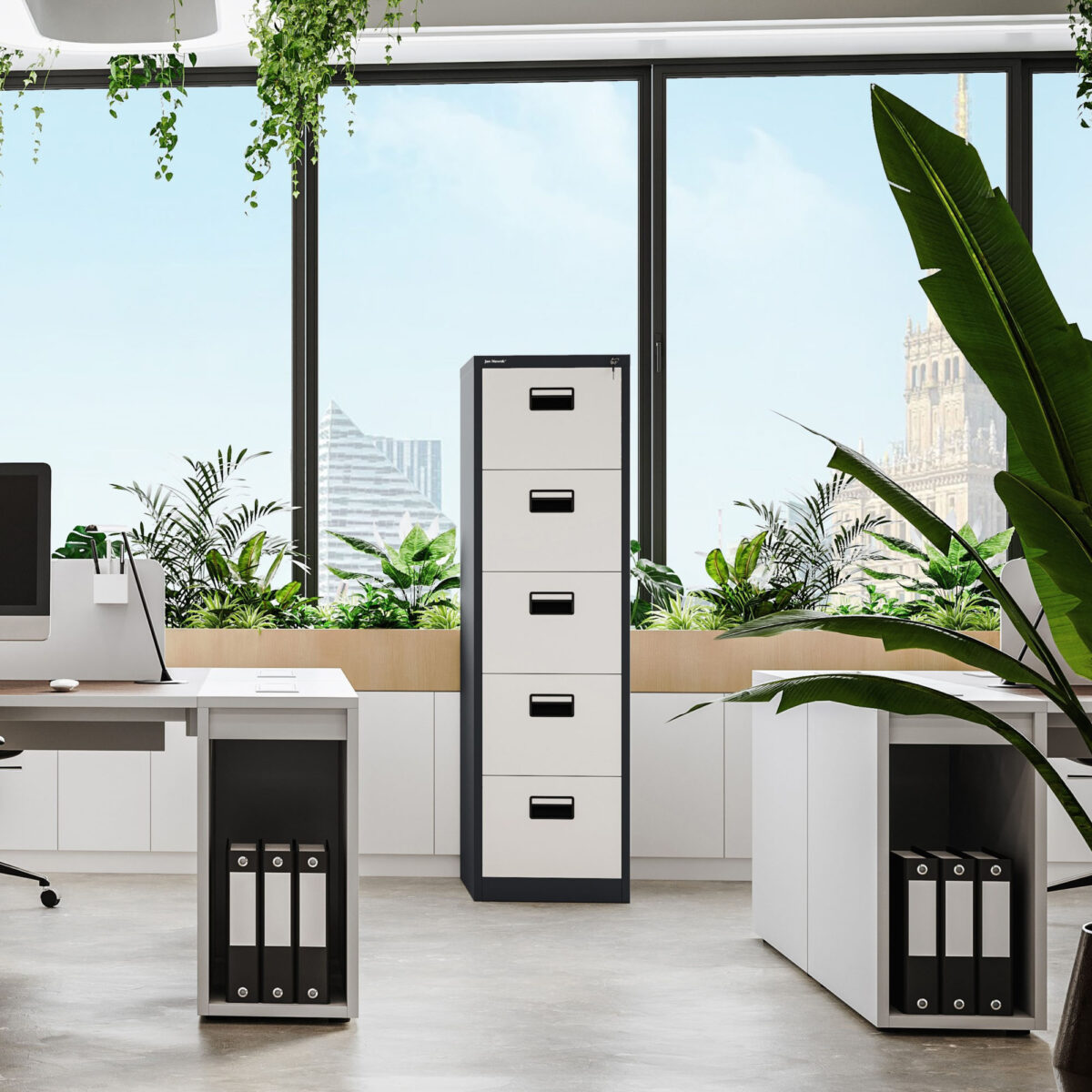 Szafa kartotekowa metalowa z 5 szufladami antracytowo-biała, 460×1625.5×620 mm: SARA | Meble DUO sara v5 anthracite white wiz 4