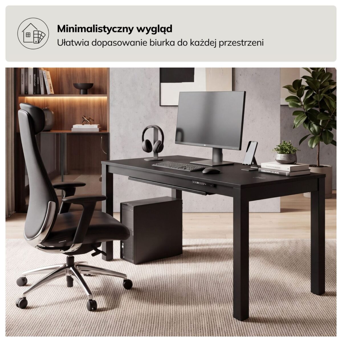 Biurko regulowane elektrycznie podnoszone czarne, 120×63 cm: EVAN | Meble DUO sku 2601 evan czarny features pl 03