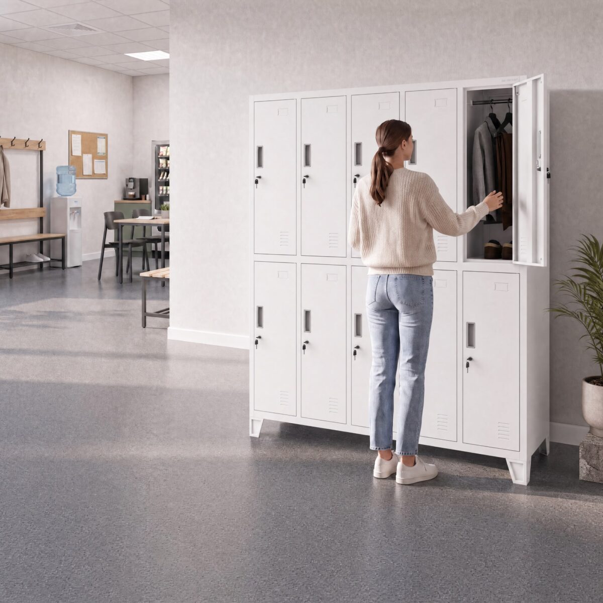 Szafa socjalna ubraniowa 10-drzwiowa biała, 1360x1720x450 mm: BARTEK | Meble DUO sku 1878 bartek bia y features pl 02 1