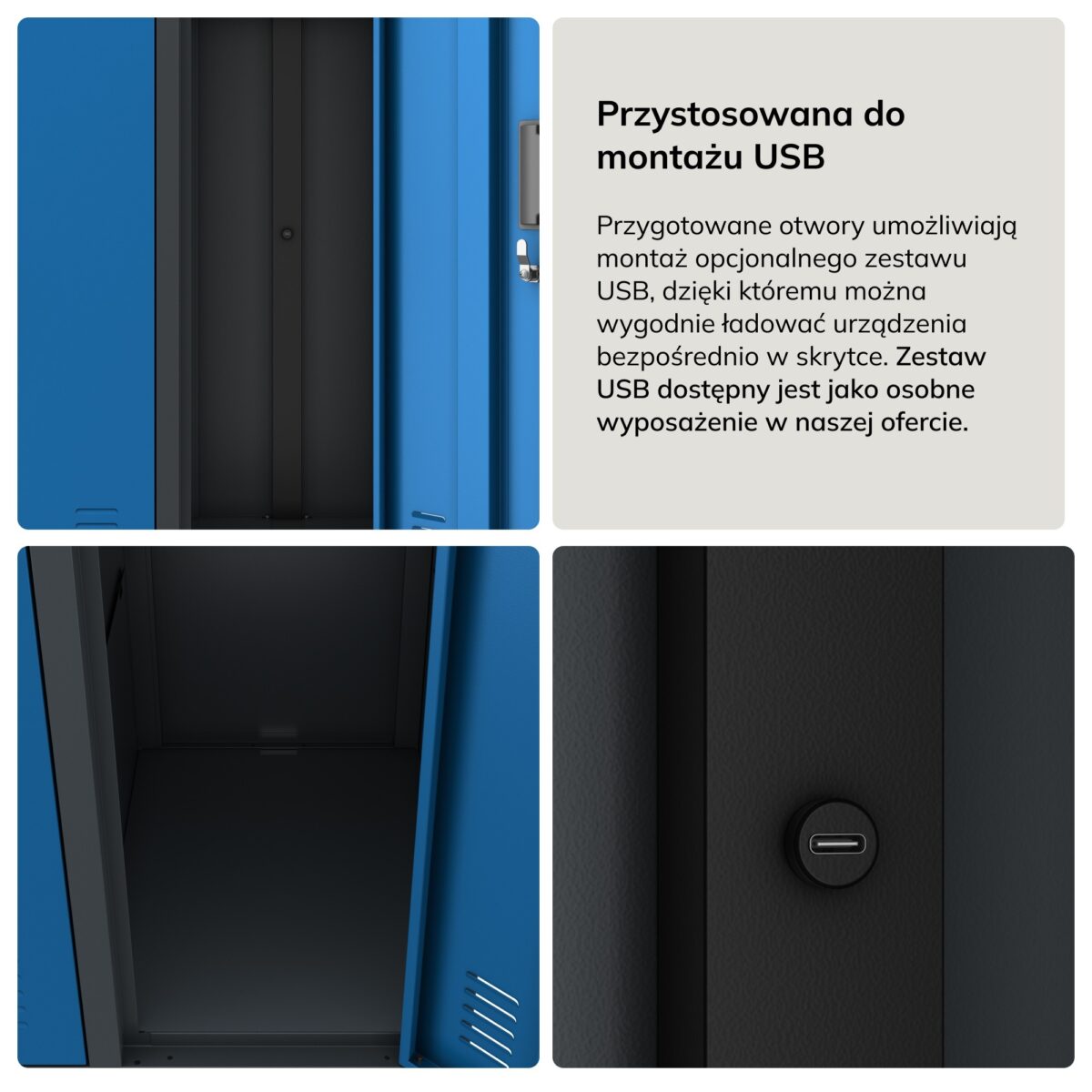 Szafa socjalna ubraniowa 10-drzwiowa antracytowo-niebieska, 1360x1720x450 mm: BARTEK | Meble DUO sku 1880 bartek antracytowy niebieski features pl 05