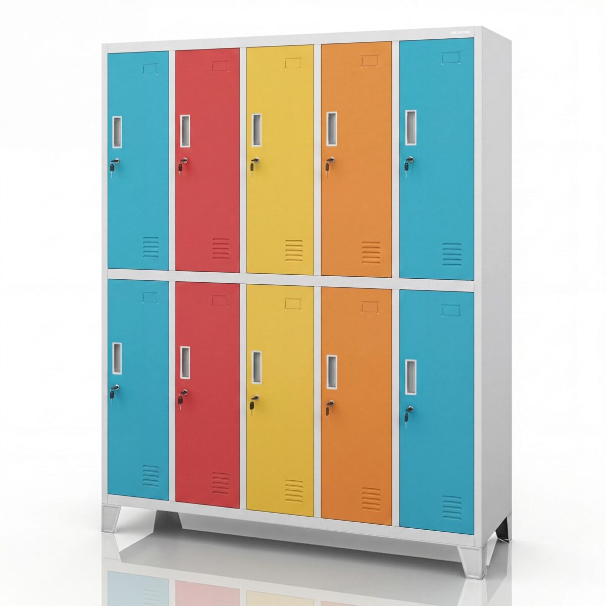 Szafa socjalna ubraniowa 10-drzwiowa szaro-wielokolorowa, 1360x1720x450 mm: BARTEK | Meble DUO sku 2199 01