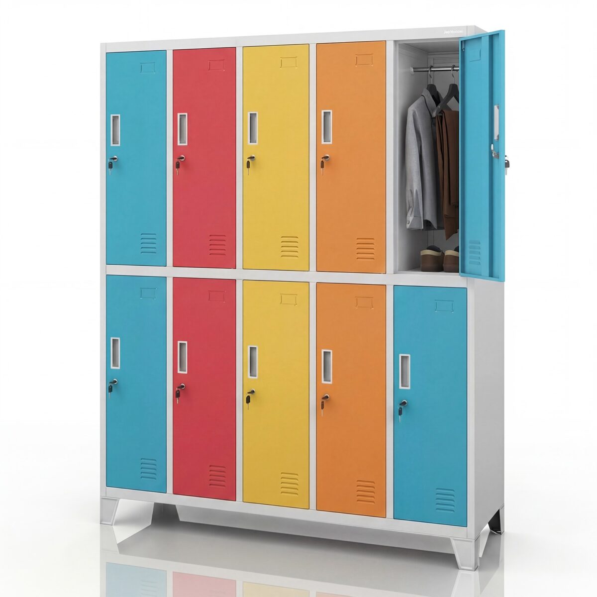 Szafa socjalna ubraniowa 10-drzwiowa szaro-wielokolorowa, 1360x1720x450 mm: BARTEK | Meble DUO sku 2199 02