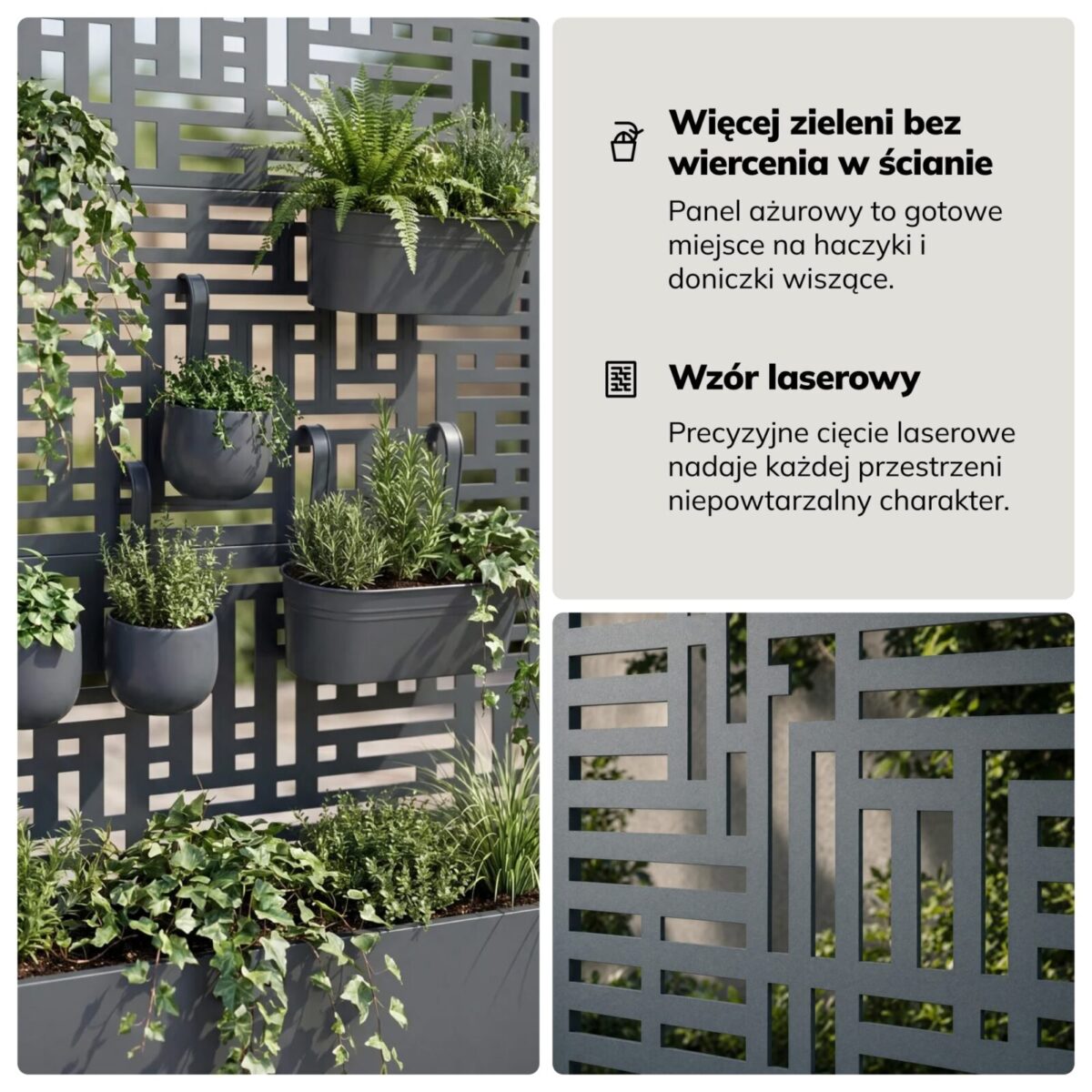 Pergola ogrodowa metalowa z donicą antracytowa 3in1, 900x1800x300 mm: ROSE | Meble DUO sku 2387 rose pergola 90 antracytowy pl shop 04 3