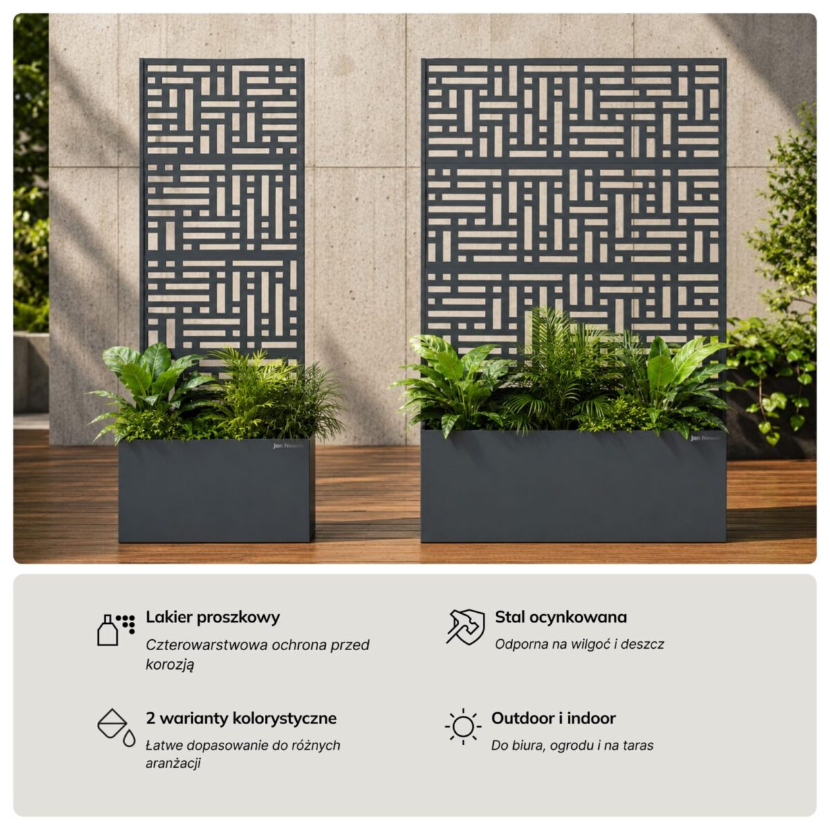 Pergola ogrodowa metalowa z donicą antracytowa 3in1, 900x1800x300 mm: ROSE | Meble DUO sku 2387 rose pergola 90 antracytowy pl shop 05 3