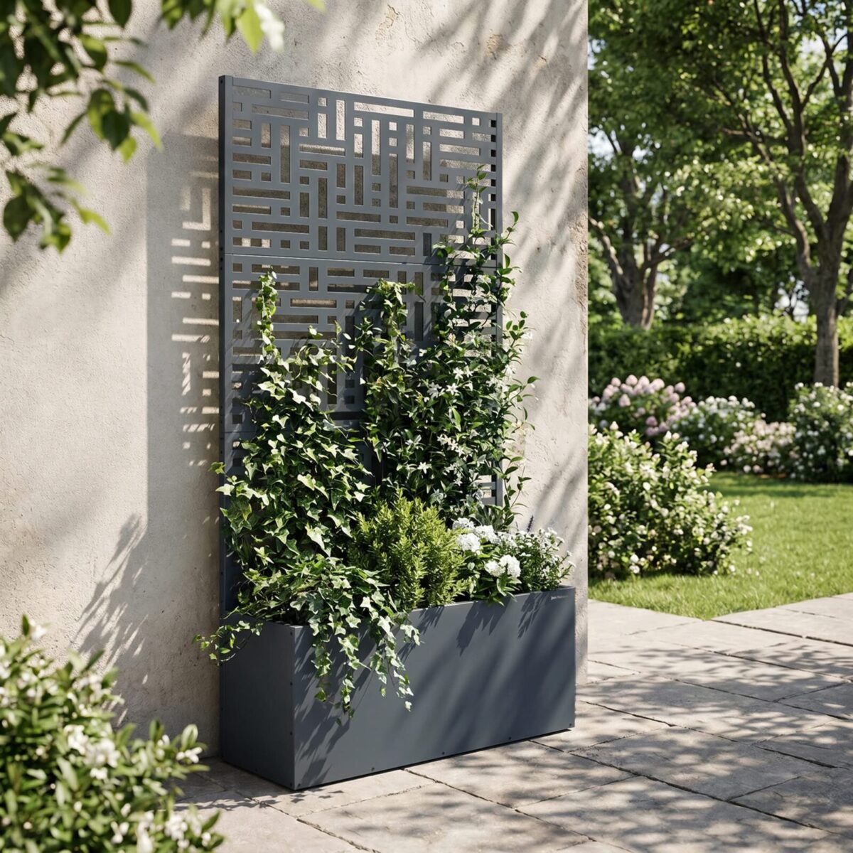 Pergola ogrodowa metalowa z donicą antracytowa 3in1, 900x1800x300 mm: ROSE | Meble DUO sku 2387 rose pergola 90 antracytowy sk shop 02