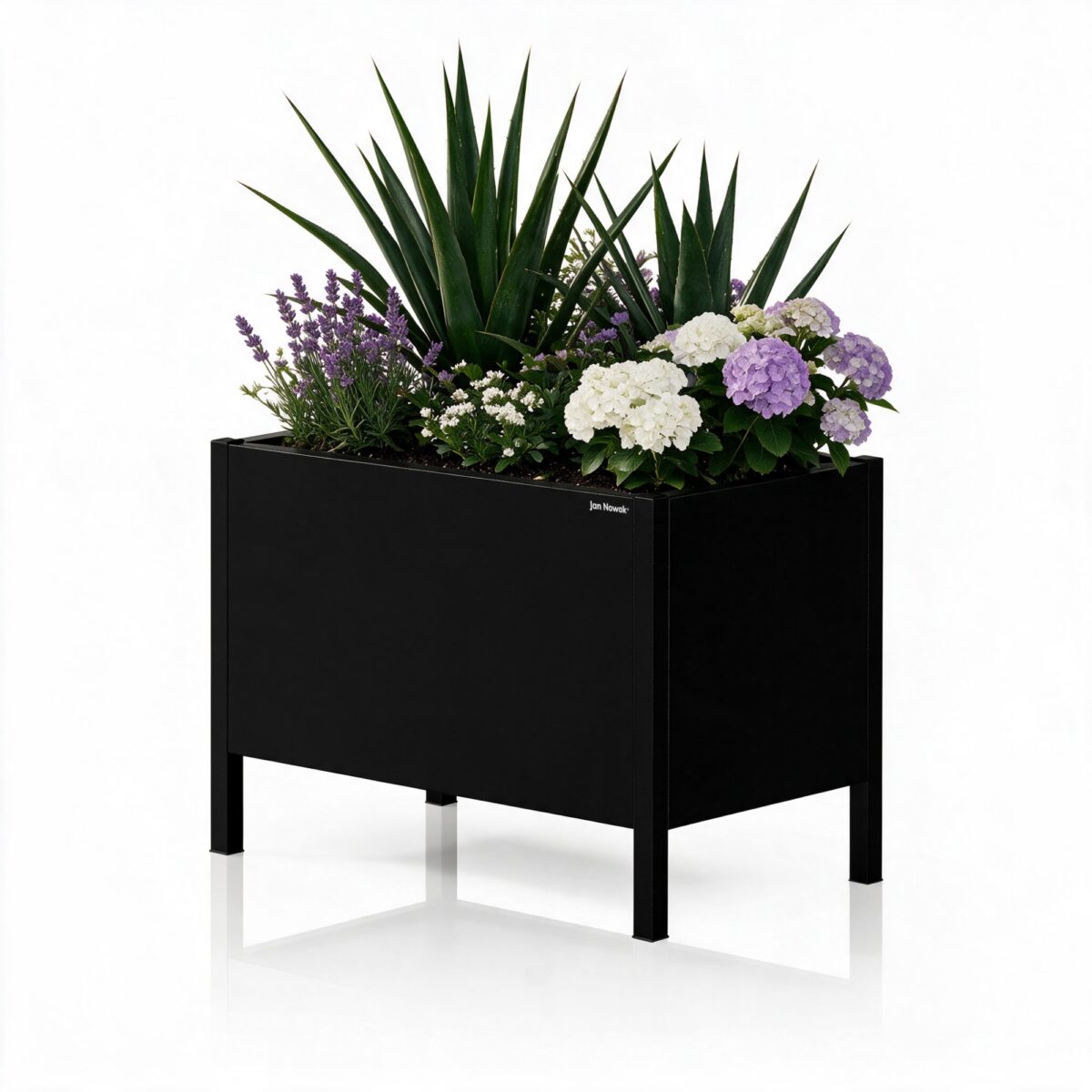 Osłona donica na kwiaty metalowa duża czarna, 500x400x300 mm: DAISY | Meble DUO sku 2403 daisy m czarny features pl 01 1