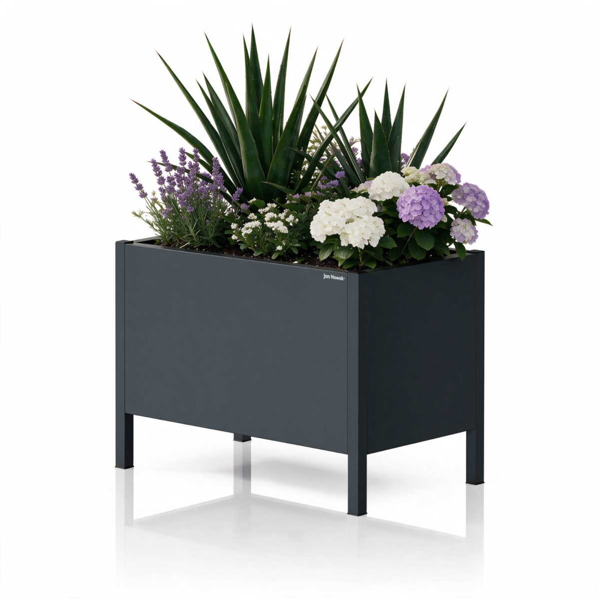 Osłona donica na kwiaty metalowa duża antracytowa, 500x400x300 mm: DAISY | Meble DUO sku 2404 daisy m antracytowy features pl 01 1