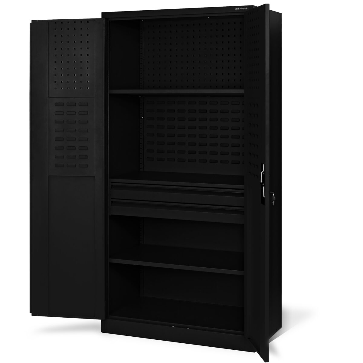 Szafa warsztatowa narzędziowa z 2 szufladami czarna, 920x1850x500 mm: SZYMON All Black | Meble DUO szymon 2d24