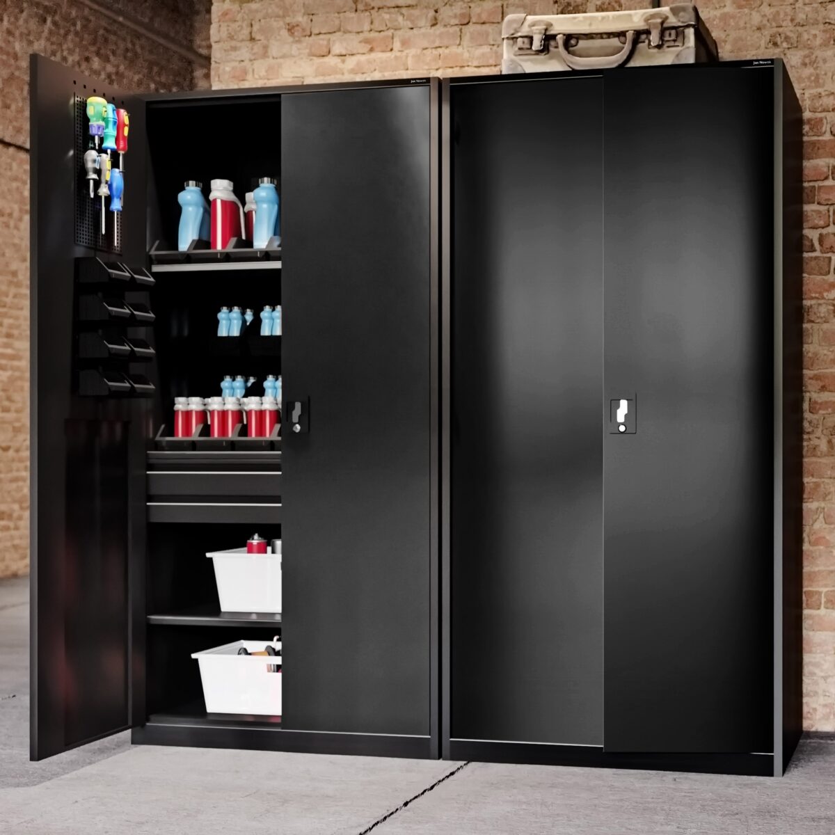 Szafa warsztatowa narzędziowa z 2 szufladami czarna, 920x1850x500 mm: SZYMON All Black | Meble DUO szymon 5d24