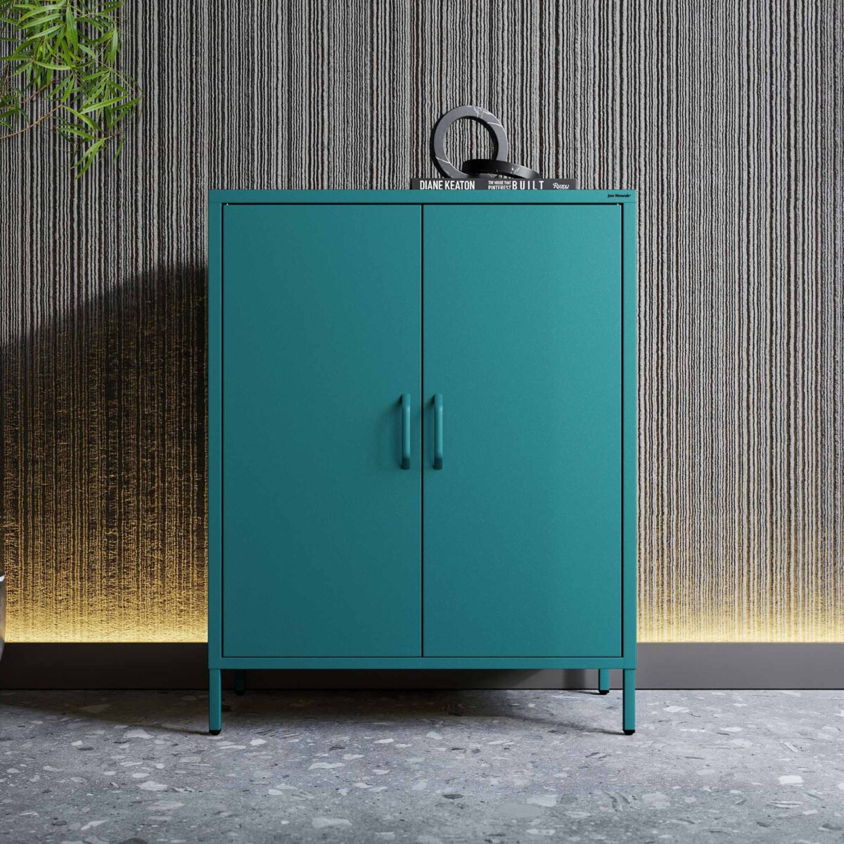 Szafka metalowa niska na nóżkach z półkami morska, 800x1015x400 mm: VITO Modern | Meble DUO vito marine wiz 12