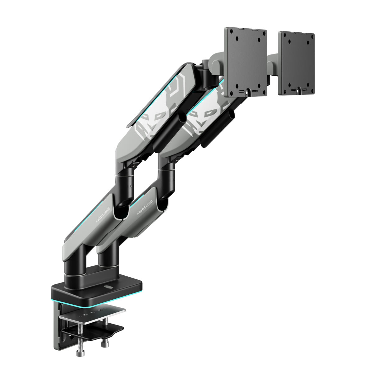 Uchwyt regulowany na dwa monitory 35 cali RGB, szaro-czarny: Diablo X-Arm Dual | Meble DUO x arm dual szaro czarny 1 no background 1