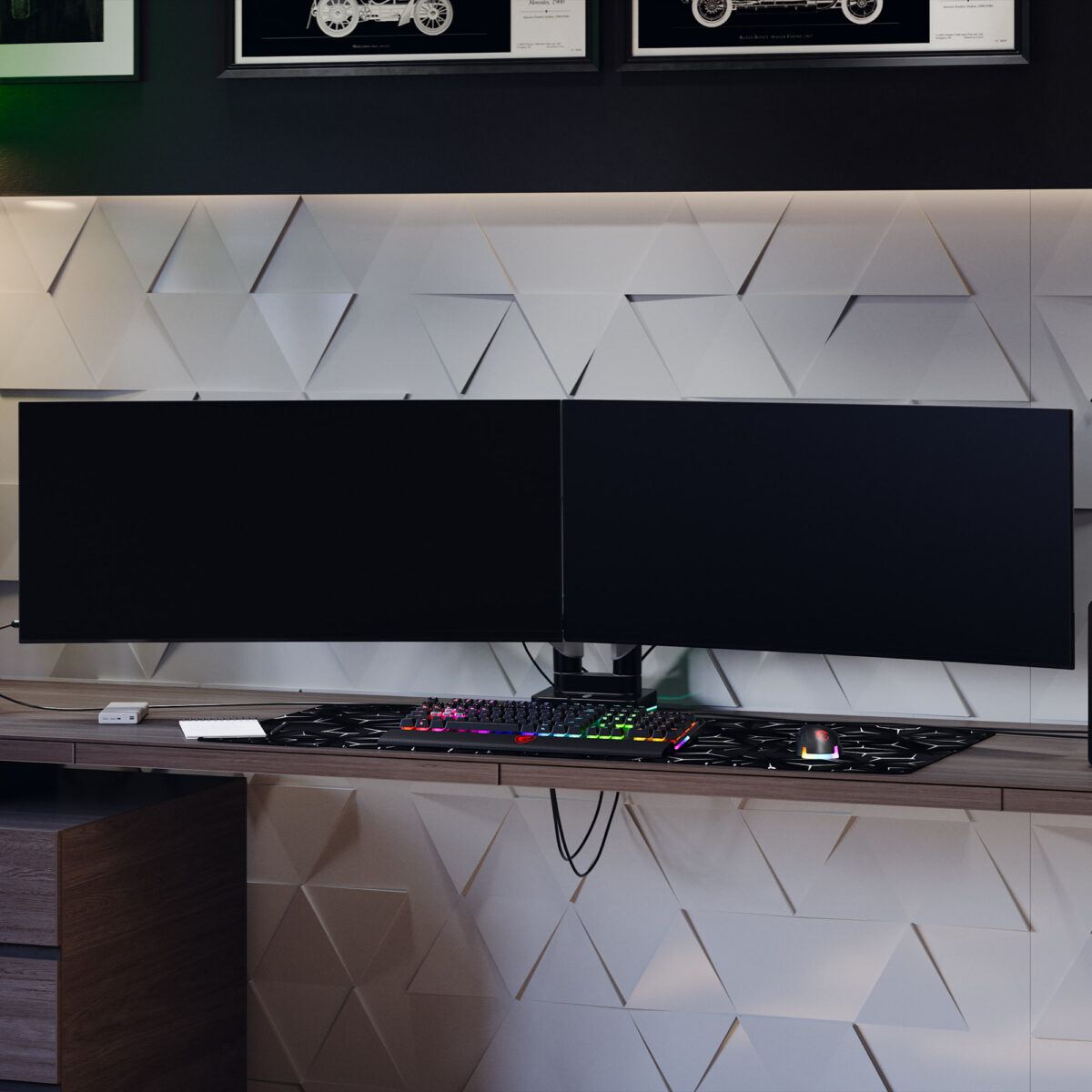Uchwyt regulowany na dwa monitory 35 cali RGB, szaro-czarny: Diablo X-Arm Dual | Meble DUO x arm dual szaro czarny wiz 1