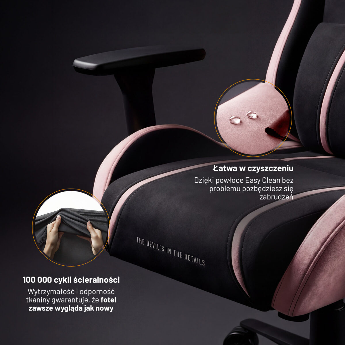 Fotel gamingowy materiałowy Normal Size, czarno-różowy: Diablo X-One 2.0 Akira Pink | Meble DUO x one akira pink normal ficzers 08 pl