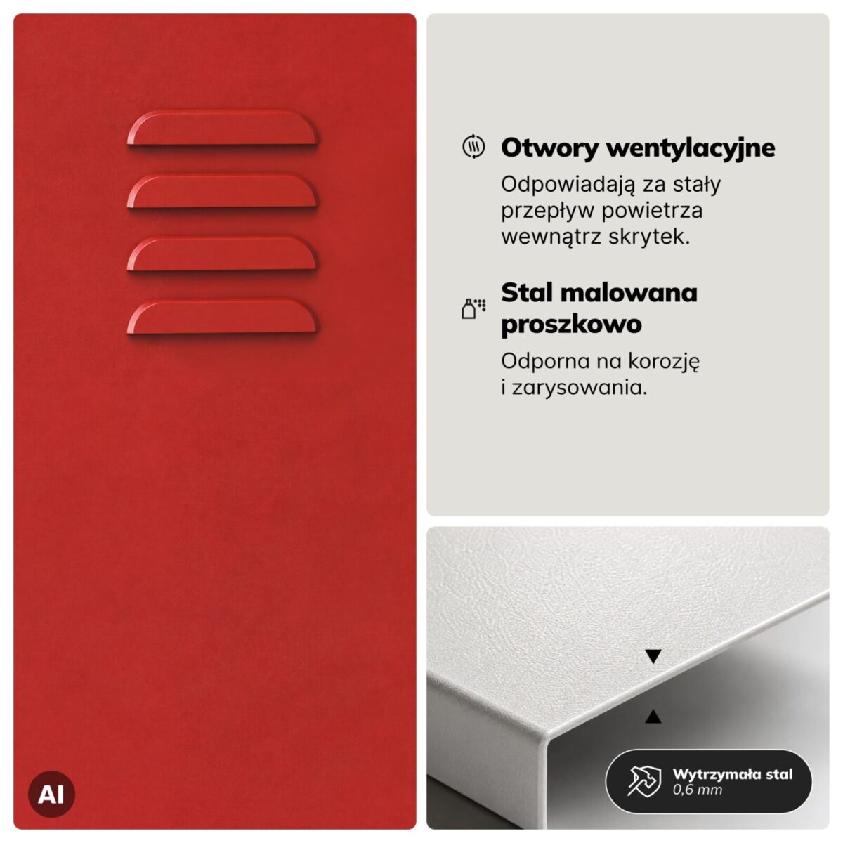 Szafa socjalna ubraniowa typu L, czterokomorowa, antracytowo-czerwona, 800x1850x450 mm: JULIA | Meble DUO 2222 julia antracytowy czerwony feature pl 05