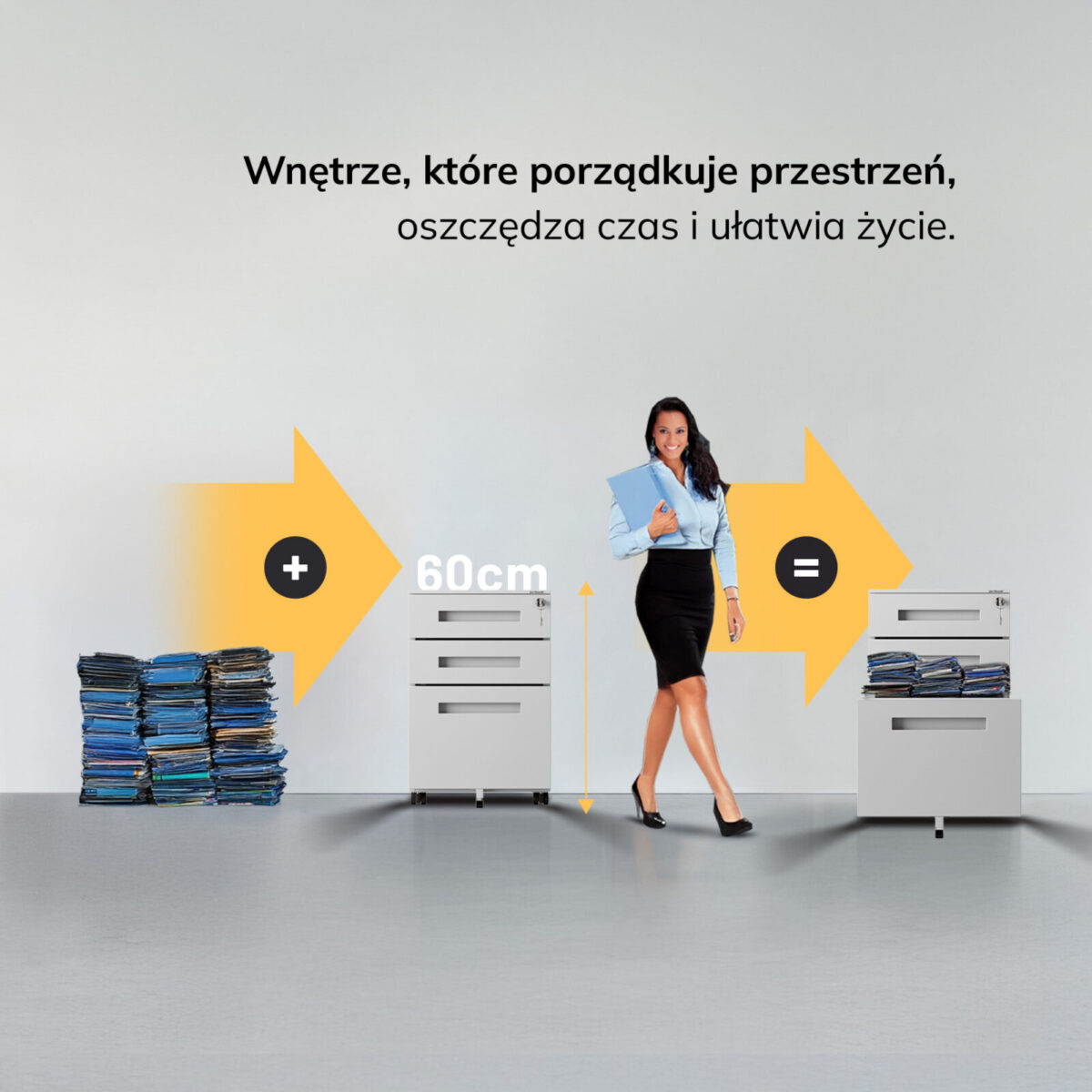 Kontenerek pod biurko szary, 390x600x500 mm: KATE | Meble DUO kate grey feature pl 2