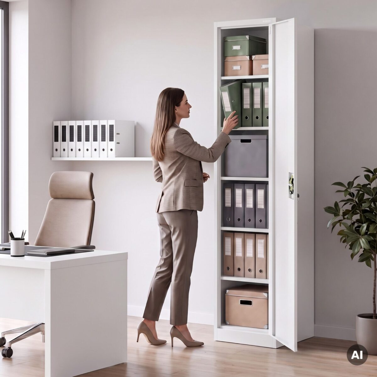 Szafa na akta kartotekowa na klucz wysoka biała, 450x2200x400 mm: ALEX H2200 | Meble DUO szafa biurowa jan nowak alex h2200 bialy cz 02 sku2004 feature