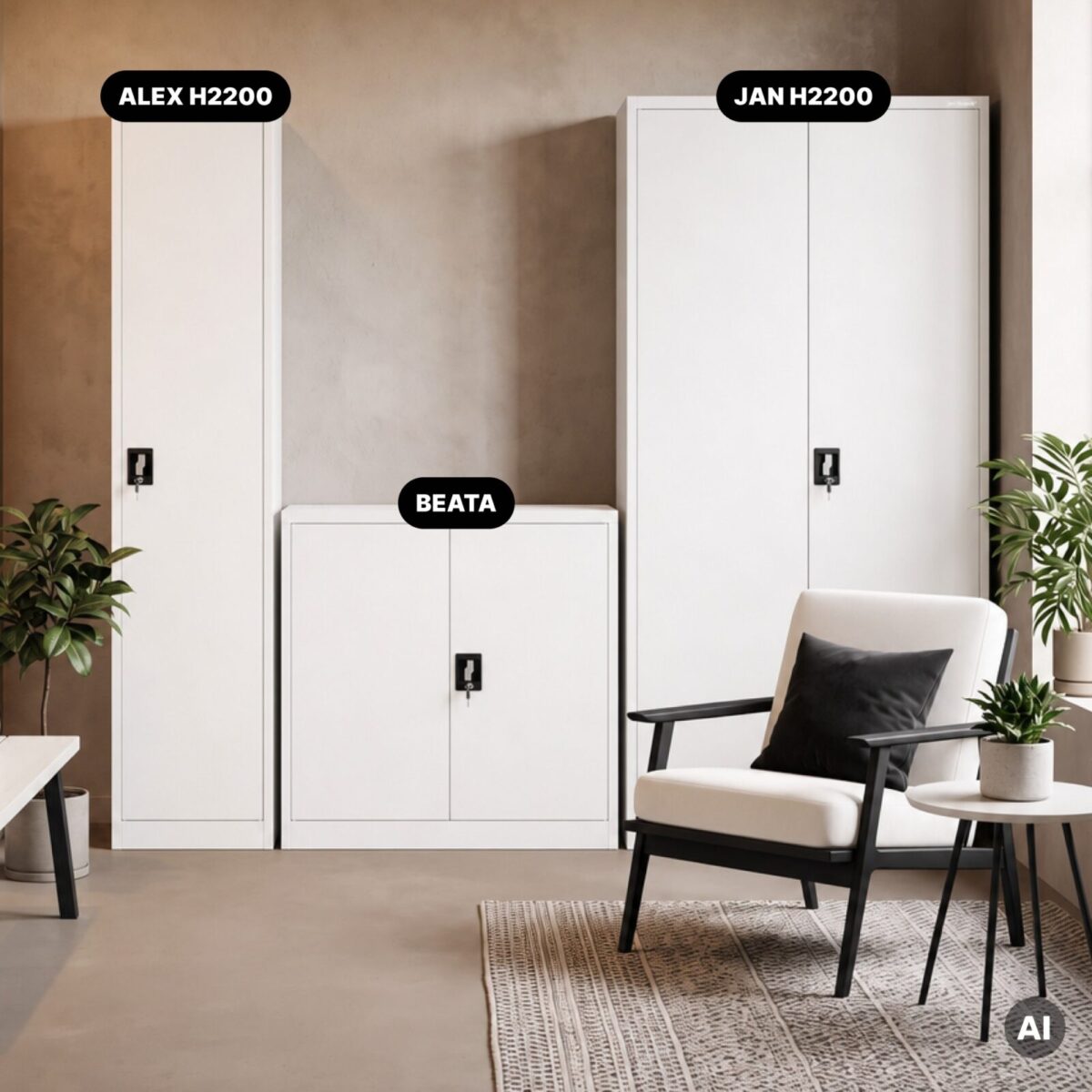 Szafa na akta kartotekowa na klucz wysoka biała, 450x2200x400 mm: ALEX H2200 | Meble DUO szafa biurowa jan nowak alex h2200 bialy pl 03 sku2004 feature