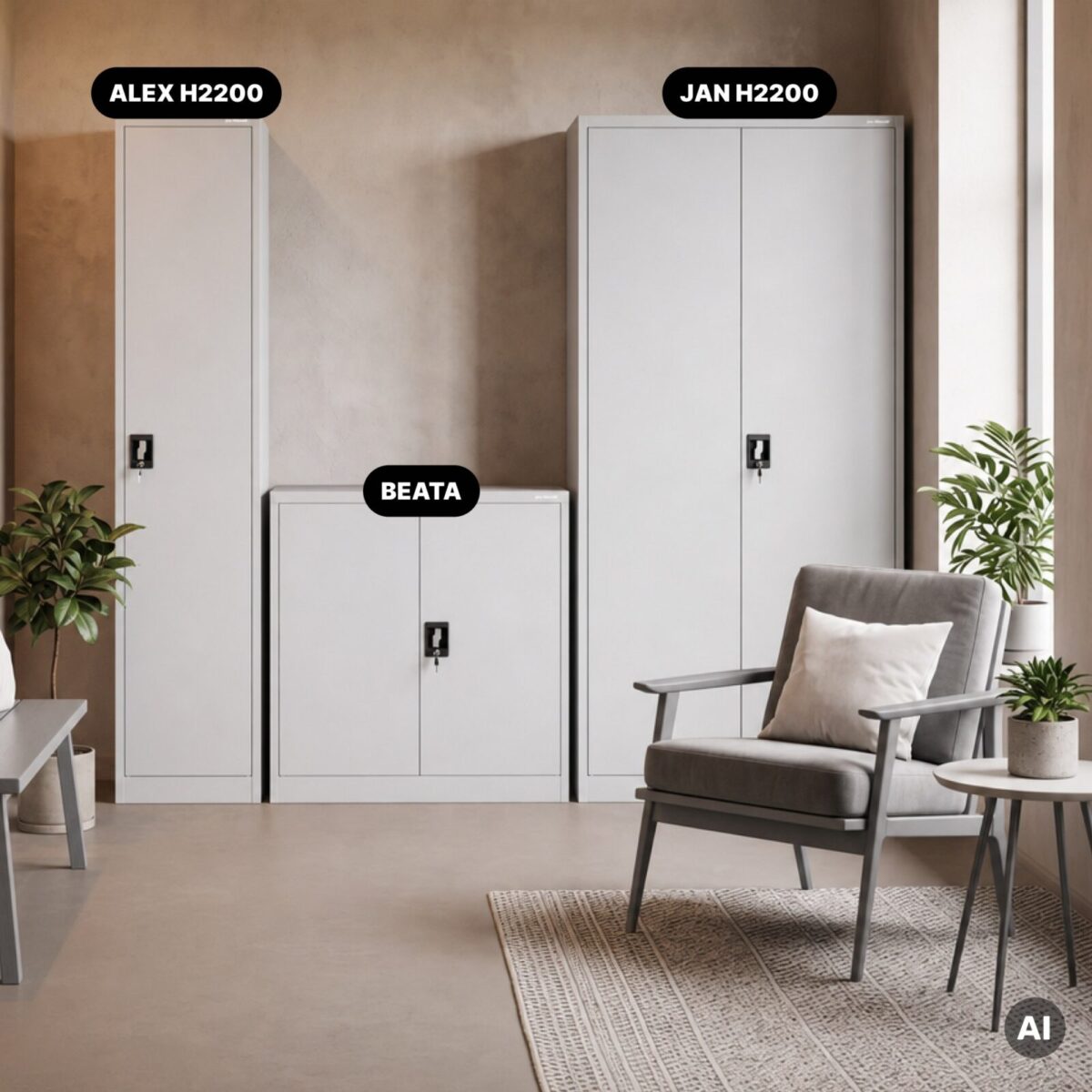 Szafa na akta kartotekowa na klucz wysoka szara, 450x2200x400 mm: ALEX H2200 | Meble DUO szafa biurowa jan nowak alex h2200 szary pl 03 sku2005 feature